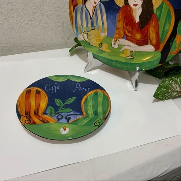 2 PC SET CAFE PARIS 4914 SANGO 1 DINNER PLATE 1 SALAD PLATE G3 - Picture 7 of 8